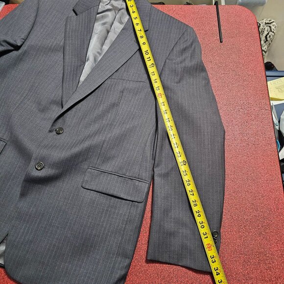 Lauren Ralph Lauren Mens Pinstripe Wool Blazer Jacket Sz 44L Gray Quiet Luxury - Picture 13 of 13